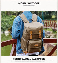 Charger l'image dans la galerie, BRISTOL – Mochila fotográfica vintage de lona y cuero impermeable