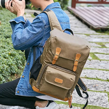 Charger l'image dans la galerie, BRISTOL – Mochila fotográfica vintage de lona y cuero impermeable