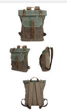 Cargar imagen en el visor de la galería, ARMY | Mochila militar lona y cuero | 3 colores