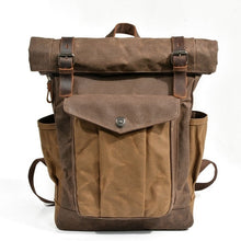 Cargar imagen en el visor de la galería, NÓMADA | Mochila de viaje cuero y lona encerada | 4 colores
