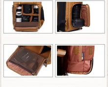 Charger l'image dans la galerie, BRISTOL – Mochila fotográfica vintage de lona y cuero impermeable
